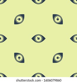 Blue Eye icon isolated seamless pattern on yellow background.  Vector Illustration