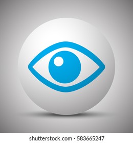Blue Eye icon on white sphere