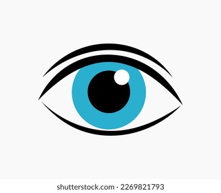 Blue eye icon. Vector illustration.