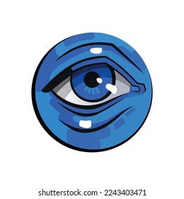 Blaue Augengrafik auf weißem Hintergrund