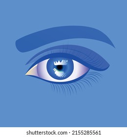 blue eye isolated on blue background	