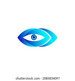 Blue Eye Logo Design Concept. Blue Vision Logo .Vector Illustration