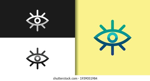blue eye logo set template vector