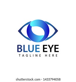 blue eye logo template design vector in isolated white background