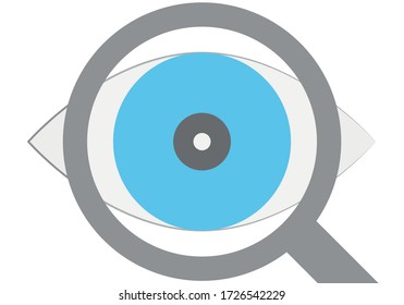 Ojo azul mirando a través de una lupa.