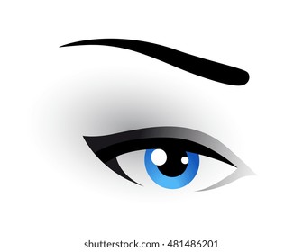 blue eye makeup image on white background