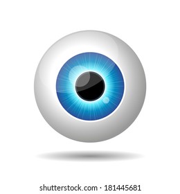 Blue Eye on White Background.