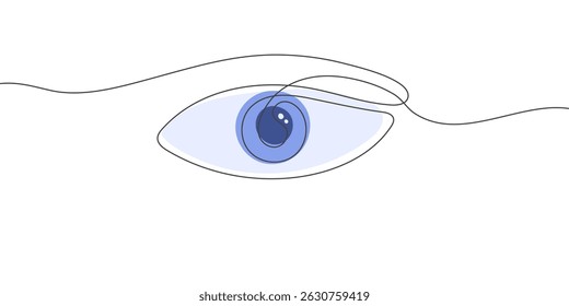 Blue Eye one line. Abstract human eye countrour line. Vector illustration