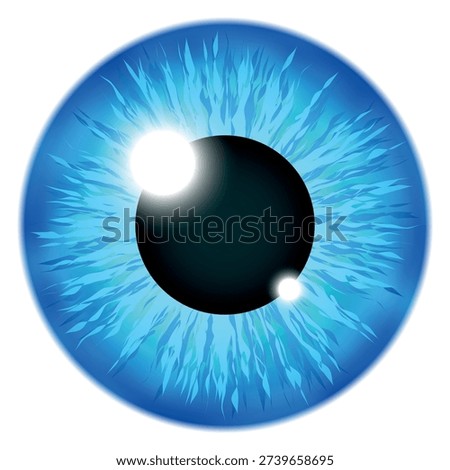 Blue eye pupil. Realistic color vision icon