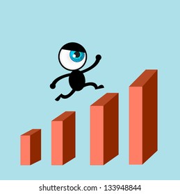 The blue eye run on bars graph