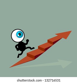 The blue eye running to top of graph path arrow