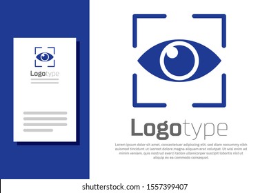 Blue Eye scan icon isolated on white background. Scanning eye. Security check symbol. Cyber eye sign. Logo design template element. Vector Illustration