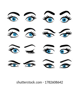 Blue Eye set.flat vector graphic in white background