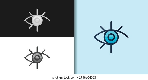 blue eye symbol logo set template vector