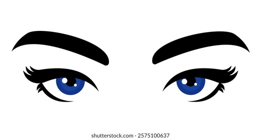 blue eye vector, female eye, isolated on white