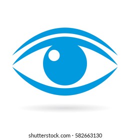 Blue eye vector icon on white background. Flat web design element for website or app.