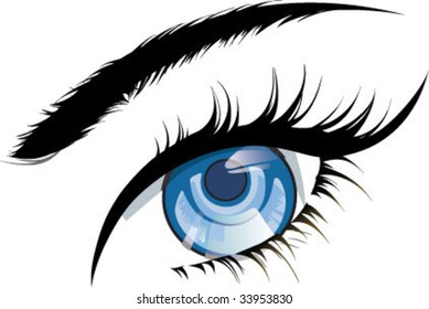 Blue eye vector illustration isolated.