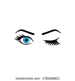 Blue Eye Winking.flat vector graphic in white background svg