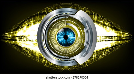 blue eyeball future technology, security concept background. vector. dark yellow Light Technology background for computer graphic website internet business. eye. silver