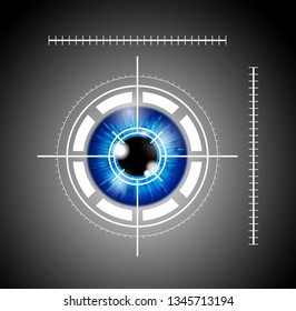 blue eyeball with laser target