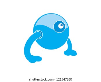 Blue Eyeball Monster with Legs.