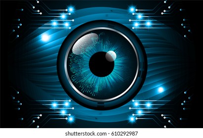 Blue eyecyber security concept background. Circuit