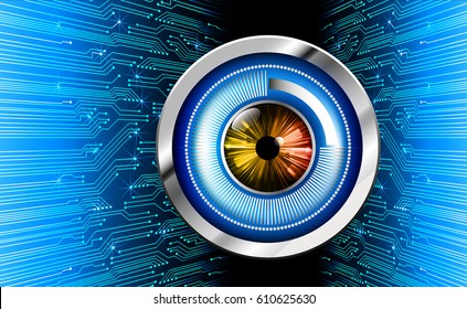 Blue eyecyber security concept background. Circuit
