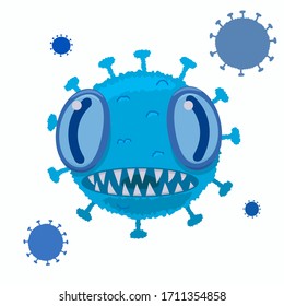 A blue eyed microbe with teeth. Coronavirus.