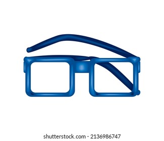 blue eyeglasses icon flat vector