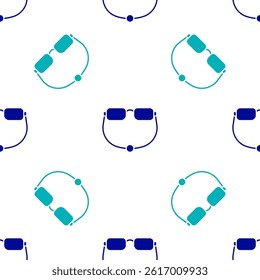 Blue Eyeglasses icon isolated seamless pattern on white background.  Vector