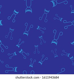 Blue Eyelash curler icon isolated seamless pattern on blue background. Makeup tool sign.  Vector Illustration