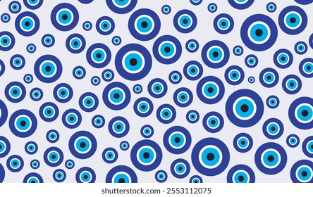 Patrón transparente de amuleto de ojos azules. Elemento de diseño repetitivo para imprimir sobre tela. Mística y esoterismo, ocultismo. Cultura y leyendas turcas y griegas. Ilustración vectorial plana