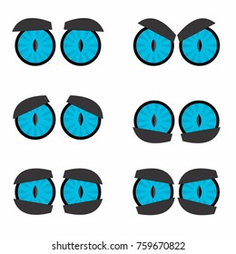 Blue Eyes Cartoon Set Vector