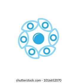 blue eyes in circles symbol logo vector