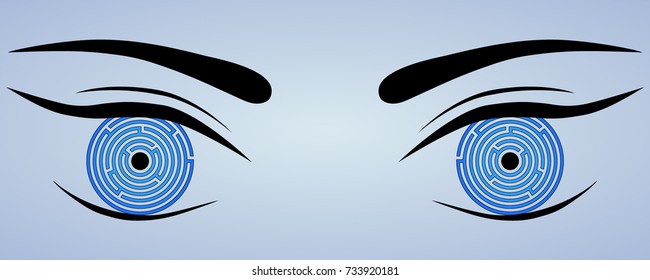 Blue eyes, labyrinth, vector illustration!