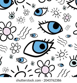 Ojos azules patrón transparente con fondo blanco
