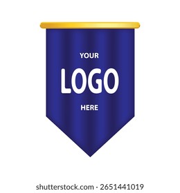A blue fabric banner featuring a placeholder design for customized logo or text. Perfect for branding, events, and promotional uses.