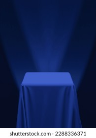 Blue fabric covering a cube or a table vector illustration