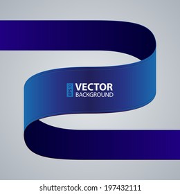 Blue fabric curved ribbon on grey background. RGB EPS 10 vector illustration