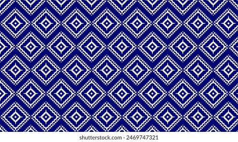 blue fabric , geometric abstract seamless pattern tradition background design .