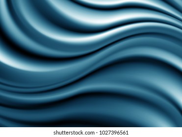 blue fabric satin wave detail luxury background texture vector illustration.