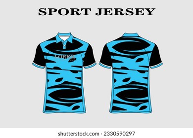 Blue Fabric textile design for Sport t-shirt, soccer jersey for soccer club. uniform front and back