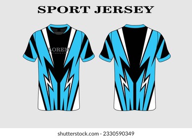 Blue Fabric textile design for Sport t-shirt, soccer jersey for soccer club. uniform front and back
