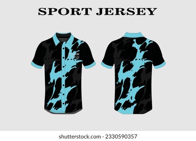 Blue Fabric textile design for Sport t-shirt, soccer jersey for soccer club. uniform front and back