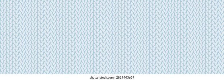 Blue fabric texture seamless pattern. Wool knitted background. Vector