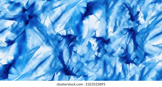 tinta de patrón de tinte de tela azul , fondo abstracto de patrón de tintado colorido.
Tejido dos nubes de tono . Shibori, tintes de corbata, cepillo de batido abstracto sin fisuras y diseño de patrones repetidos
