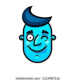 Blue face. Emotional Face Vector Colorful Isolated Sticker