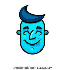Blue face. Emotional Face Vector Colorful Isolated Sticker