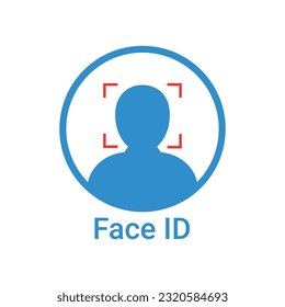 blue face id simple icon. concept of futuristic virtual reality access sign or facial scanning like recognize person. flat trend modern logotype graphic design element isolated on white background