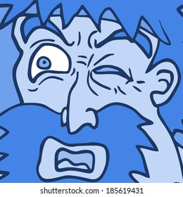 Blue Face Man Stock Vector (Royalty Free) 185619431 | Shutterstock